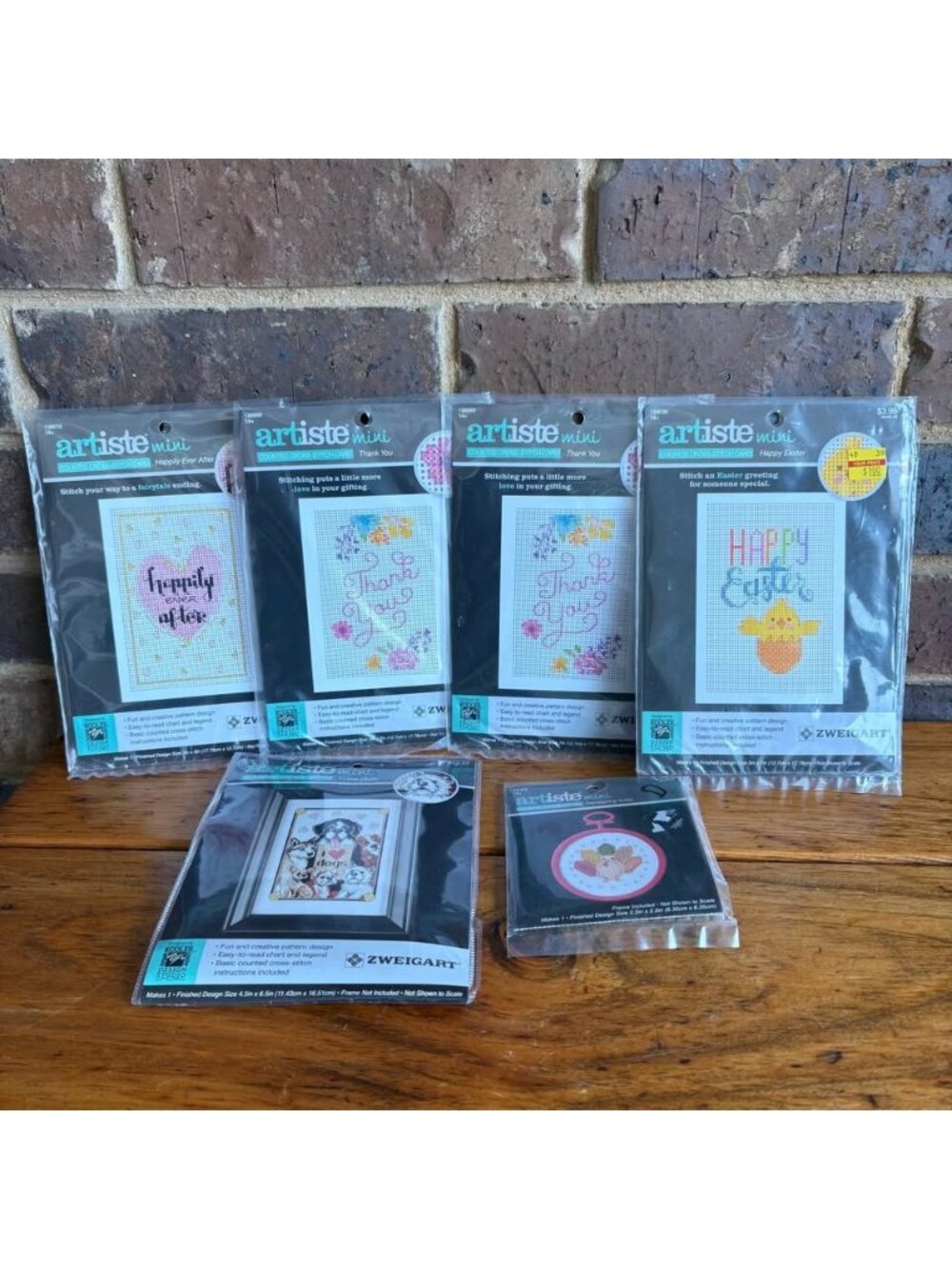 Counted Cross Stitch Lot, 4 greeting cards on perforated paper, 2 minis